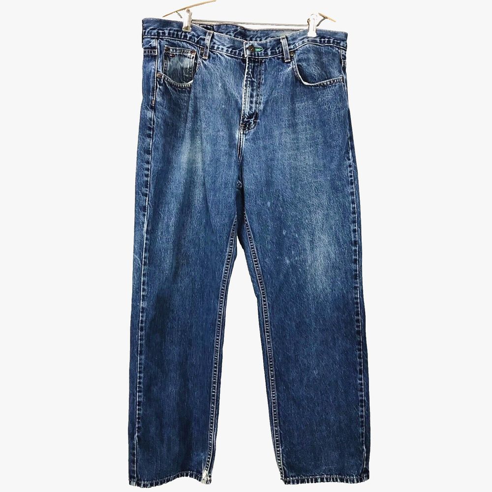 Tommy Hilfiger Men’s 38x32 Medium Wash Faded Straight Leg High Rise Denim Jeans